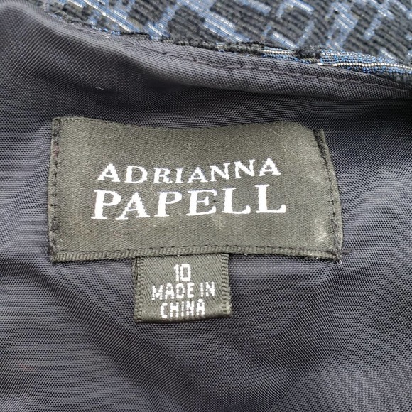 Dress Embellished Black Blue Jewel Textured Old Money Sz 10 ADRIANNA PAPELL - Picture 10 of 13